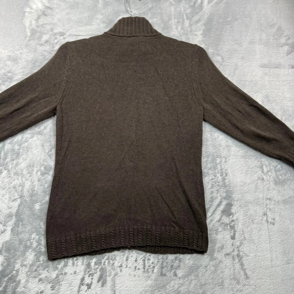 Banana Republic Full Zip Cardigan Womens Large Brown Cable Knit Neck Sweater
